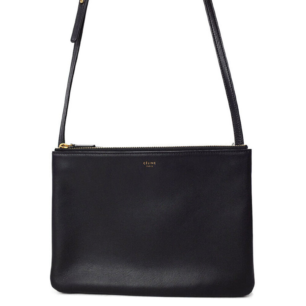 Celine Trio Leather Crossbody Bag Black